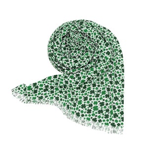Green Shamrock Irish Clover Pattern 27 Inch x 73 Inch Long Lightweight Transparent Scarf St Patrick&#39;s Day Ireland Women&#39;s Accessory Fashion
