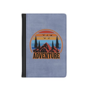 PORTEFEUILLE PASSEPORT imitation cuir Adventure Mountain Style rétro graphique accessoire de voyage international Housse de passeport bloquant la RFID