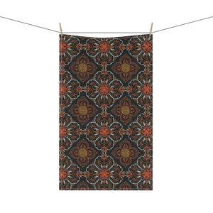 Nordic Style Rosemaling Inspired Pattern 18 x 30 Inch Kitchen Tea Towel Cotton Twill or Polyester Scandinavian Home Decor