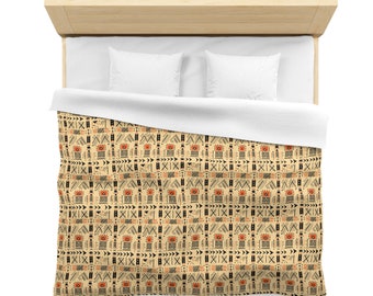 Microfiber Duvet Cover African Geometric Mudcloth Inspired Pattern Ethnic Boho Home Decor Twin Queen King Bed Sizes Bedding