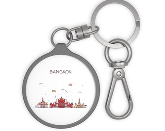 Bangkok Thailand Keychain With Epoxy Dome and Metal Keyring - Etsy