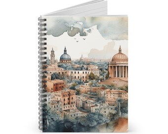 ROME ITALIE Carnet de voyage dans une ville italienne de 15 x 20 cm, carnet à spirales, 118 pages lignées, Journal de rêve