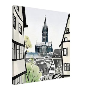 COLONIA ALEMANIA Ciudad alemana Köln Catedral Vista Cuadrado Lienzo Impresión Varios Tamaños Ecológico FSC Certificado Madera Arte de pared Decoración del hogar