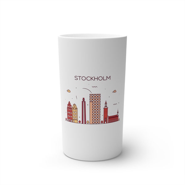 STOCKHOLM SWEDEN City Skyline MInimalist White Ceramic Conical 3 oz Espresso Cup 8 oz 12 oz Coffee Mug Swedish Kitchen Cafe Style Drinkware