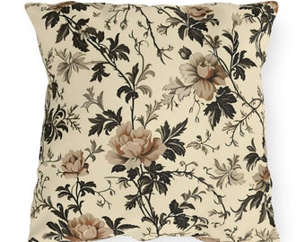 Outdoor Pillow French Vintage Floral Pattern UV Ray Water Resistant Porch Pillow Patio Cushion Boho Backyard Home Decor 4 SIZES