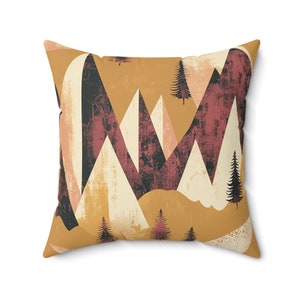 Abstract Nevada Mountains Pattern Spun Polyester Square PILLOW AND COVER Throw Pillow Boho Western Home Decor Gift 4 Sizes