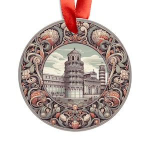 PISA ITALY Leaning Tower, Round Acrylic Ornament, Italian Travel Gift, Personalized Gift, Christmas Tree Ornament, Holiday Decoration