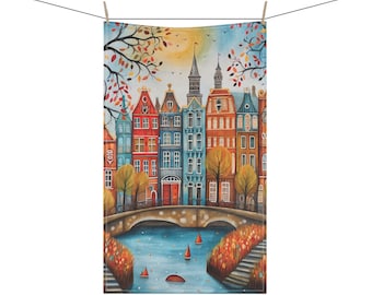 AMSTERDAM PAESI BASSI Strofinaccio da cucina 18 x 30 pollici Asciugamano in poliestere twill di cotone Olanda Decorazioni per la casa Regalo olandese