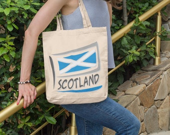 ESCOCIA Bandera Algodón Lona 15 x 16 pulgadas Tote Bag Scottish Country Pride Heritage Ancestry Family Roots Bolsa de compras Bolsa de libros Regalo para Escocia