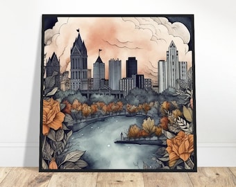 PORTLAND OREGON City View Travel Art Premium Matte Paper Wooden Framed Poster Eco Friendly Wall Art Home Decor