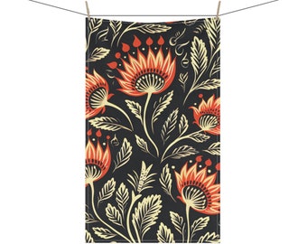 Nordic Style Flowers 18 x 30 Inch Kitchen Tea Towel Cotton Twill Polyester Towel Scandinavian Floral Home Decor Housewarming Gift