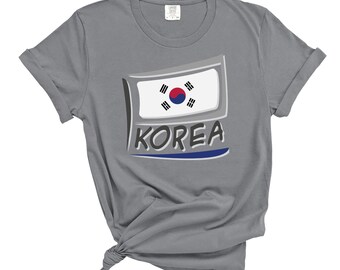 SOUTH KOREA Pride Korean Flag Ancestry Heritage Unisex Cotton Crew Neck Garment-Dyed T-shirt Graphic Tee