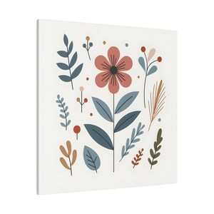 Nordic Floral Minimalist Flowers 0.75&quot; Stretched Matte Canvas Wall Art Eco Friendly Scandinavian Home Decor 3 Sizes