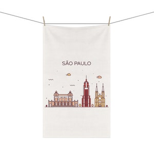 SAO PAULO BRAZIL Skyline Cityscape 18 x 30 Inch Kitchen Tea Towel Cotton Twill Polyester Brazilian Travel Home Decor Gift