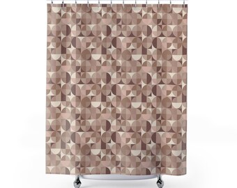 Polyester 71 x 74 Inch Shower Curtain Neutral Tones Boho Geometric Pattern Bathroom Decor Bathtub Curtain Home Decor