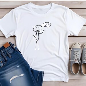 Olá - Portuguese Greeting - Friendly Stick Figure Graphic Tee - Unisex Softstyle T-Shirt