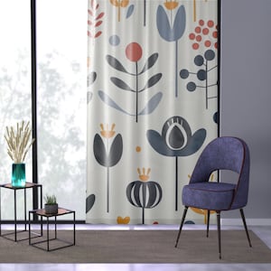 50 X 84 Inch Polyester Window Curtain Swedish Flowers Scandinavian Pattern Window Home Decor Single Panel