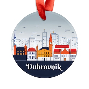 DUBROVNIK CROATIA City Skyline View, Croatian Travel Round Acrylic Ornament, Personalized Gift, Christmas Tree Ornament, Holiday Decoration