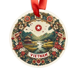 VIETNAM Landscape View, Vietnamese Travel Round Acrylic Ornament, Personalized Gift, Christmas Tree Ornament, Holiday Decoration