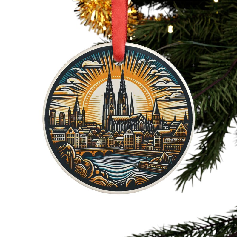 COLOGNE GERMANY City Skyline, Round Acrylic Ornament, German Travel