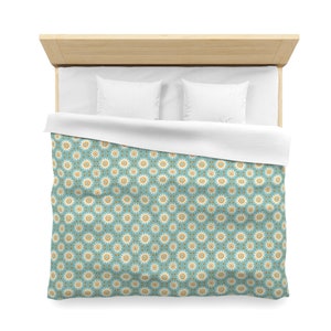 Microfiber Duvet Cover Blue White Flowers Floral Pattern Bedding Boho Home Decor Twin Queen King Sizes Bedroom Decor