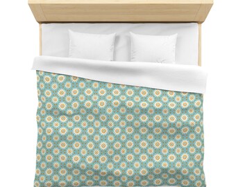 Microfiber Duvet Cover Blue White Flowers Floral Pattern Bedding Boho Home Decor Twin Queen King Sizes Bedroom Decor