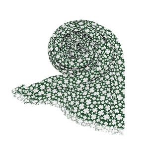 Green White Irish Shamrock Clover Pattern 27 Inch x 73 Inch Long Lightweight Sheer Scarf St Patrick&#39;s Day Ireland Women&#39;s Accessory Fashion