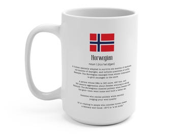 Norwegian Humor - Norway Flag - 15 oz Ceramic Mug - Cultural Pride - Coffee Cup Gift
