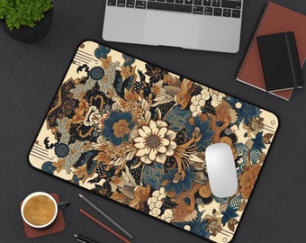 Vintage Japanese Inspired Art 3 mm Thick Neoprene Desk Mat 3 SIZES Office Accessory Gift Laptop Mat Gaming Desk Mat