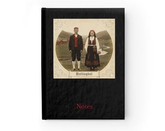 Hallingdal Norvegia - Coppia norvegese che indossa il tradizionale Bunad - Diario del patrimonio nordico - Design fotografico vintage - Regalo di quaderno genealogico