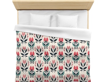 Microfiber Duvet Cover Nordic Floral Pattern Scandinavian Swedish Boho Home Decor Twin Queen King Bed Sizes Bedding