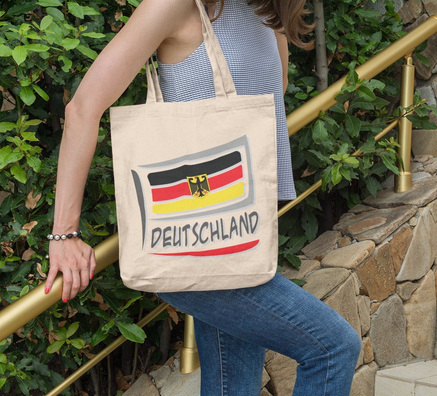 DEUTSCHLAND コットンキャンバス 15 x 16インチ トートバッグ ドイツ