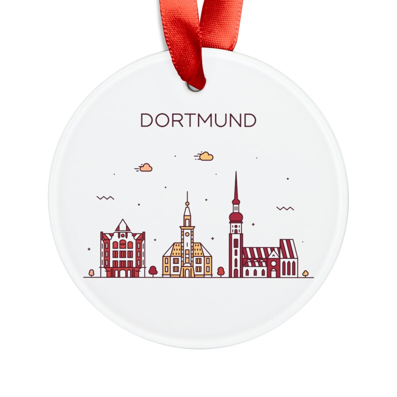 DORTMUND GERMANY City Skyline, German Travel White Acrylic Ornament