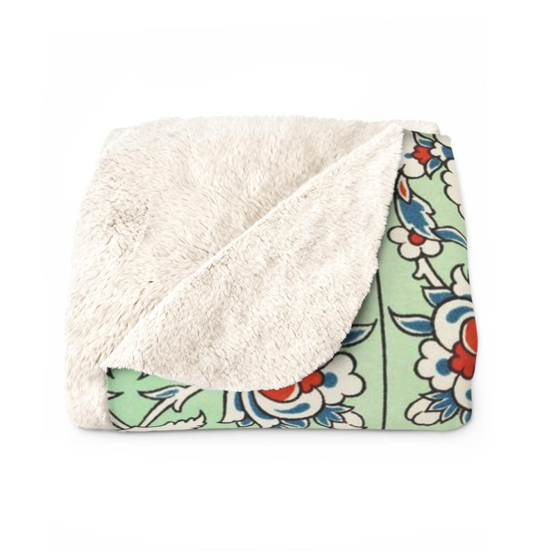 Light Green Vintage Arabic Art Pattern, Cozy Sherpa Fleece Blanket ...