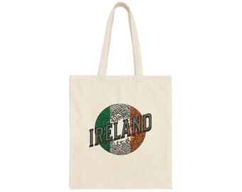 IRELAND Cotton Canvas 15 X 16 Inch Tote Bag Celtic Knot Flag