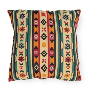 Outdoor Pillow Colorful Peruvian Style Andean Pattern UV Ray Water Resistant Porch Pillow Boho Patio Cushion Backyard Peru Home Decor Gift