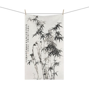 BAMBOO Chinese 18th Century Vintage Art 18 x 30 Inch Kitchen Tea Towel Asian Pattern Cotton Twill Polyester Towel Home Decor
