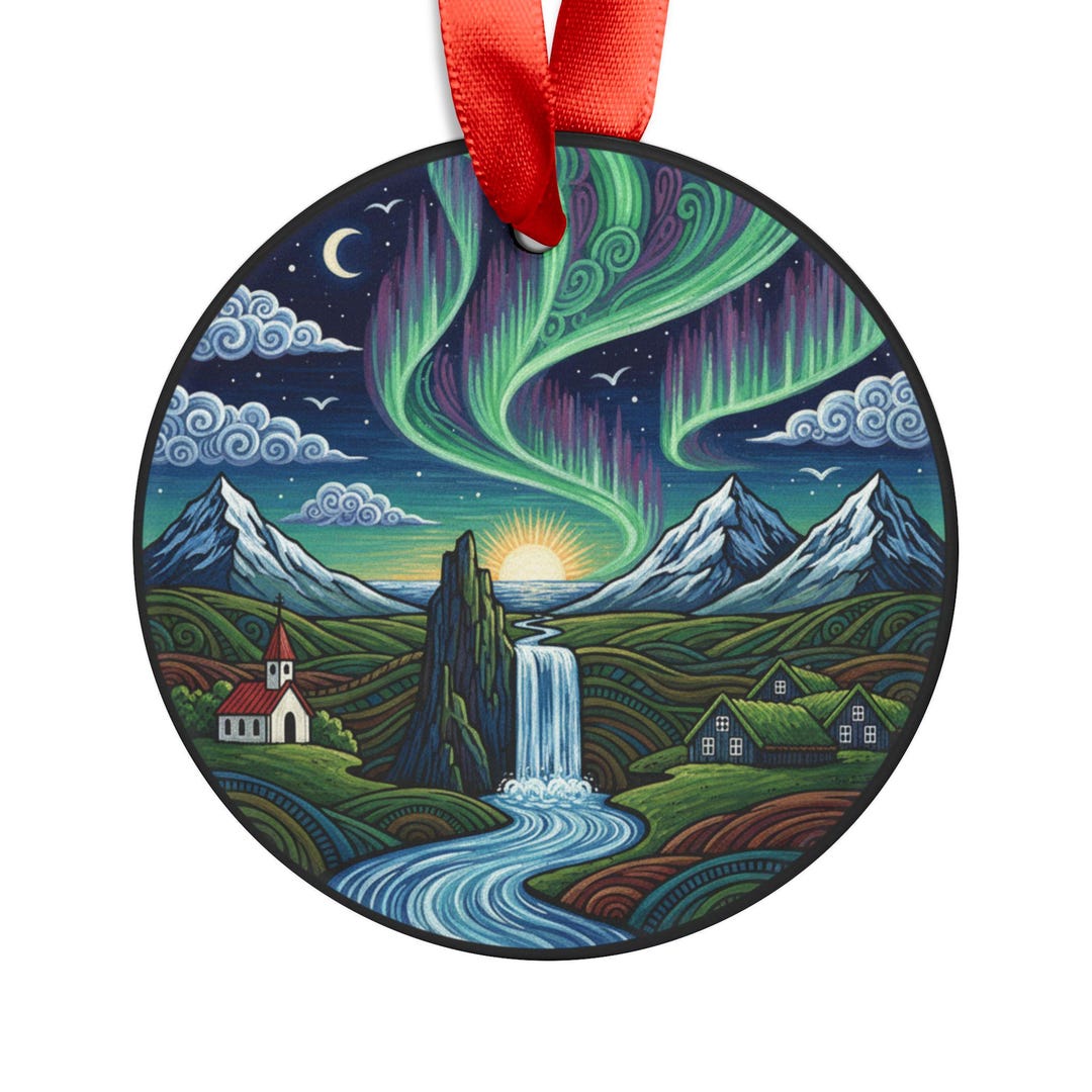Iceland Landscape - Round Acrylic Ornament - Personalized Holiday Decor ...