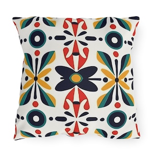 Outdoor Pillow Mexico Inspired Mexican Floral Flower Pattern UV Ray Water Resistant Porch Pillow Patio Cushion Backyard Home Decor 4 SIZES