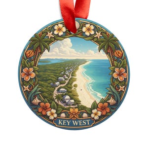 Key West Florida - Round Acrylic Ornament - Personalized Gift - Holiday Decor - Travel Souvenir
