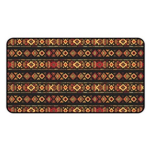 African Tribal Pattern 3 mm Thick Neoprene Desk Mat 3 SIZES Office Accessory Gift Laptop Mat Gaming Desk Mat Mousepad Black History Month 12" × 22"