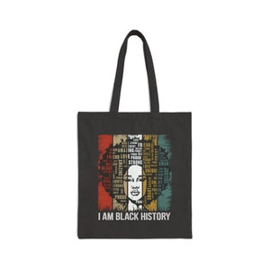 HISTORIA NEGRA Mujer Lona de algodón negro 15 x 16 pulgadas Bolsa de mano Orgullo afroamericano Patrimonio Ascendencia Raíces familiares Bolsa de compras Bolsa de libros imagen 2