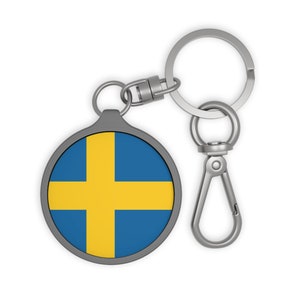 SWEDEN Flag Swedish Heritage Ancestry Round Acrylic Metal Keyring Tag Baggage Luggage Tag Keychain Backpack Charm Travel Accessory Bag Tag
