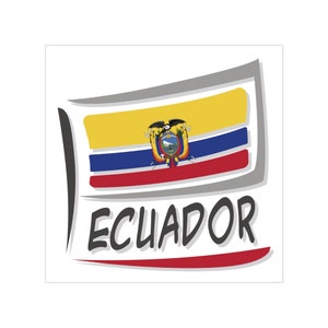 ECUADOR Minimalist Flag Square Transparent Indoor Outdoor Sticker Vinyl Car Decal Water Resistant Sticker Laptop Sticker Water Bottle Decal