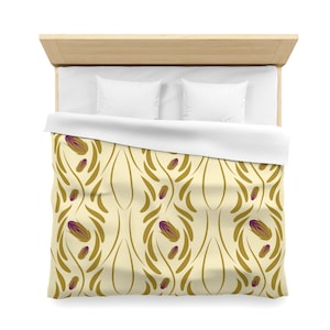 Microfiber Duvet Cover Cream Ethnic Floral Folk Art Pattern Boho Home Decor Twin Queen King Bed Sizes Bedding Gift
