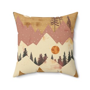 Abstract Nevada Mountains Pattern Spun Polyester Square PILLOW AND COVER Throw Pillow Boho Western Home Decor Gift 4 Sizes