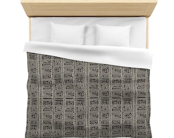 Funda nórdica de microfibra, tela de barro geométrica africana negra, patrón inspirado étnico bohemio, decoración del hogar, cama doble, tamaño King, ropa de cama