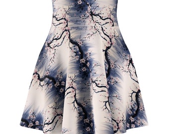 Sakura Kirschblüten Muster Polyester Spandex Damen Skater Rock Japanisch inspiriert Boho Mode