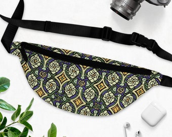 Grünes keltisches inspiriertes Muster Polyester Bauchtasche Einheitsgröße verstellbare geometrische Druck Tasche Taille Geldbörse Unisex Reise Accessoire Reisepass Gürtel