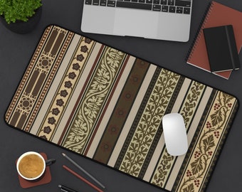 Vintage Medieval Striped Pattern 3 mm Thick Neoprene Desk Mat 3 SIZES Office Accessory Gift Laptop Mat Gaming Desk Mat